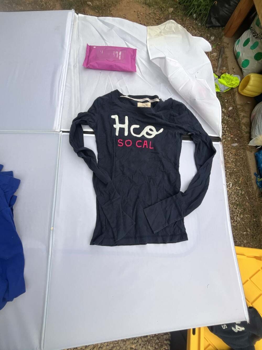 Hollister Long Sleeve T-Shirt Size XS Navy Blue So Cal Hco Graphic Top Y2K